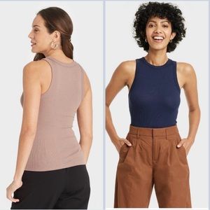 Lot of 2 A New Day Slim Fit Ribbed High Neck Tank Top